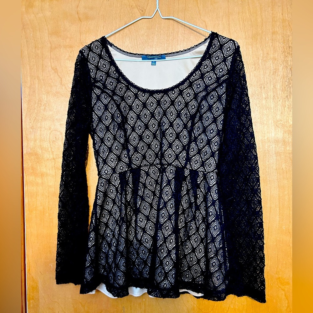 Catherine Malandrio long sleeve flare shirt. Size small.